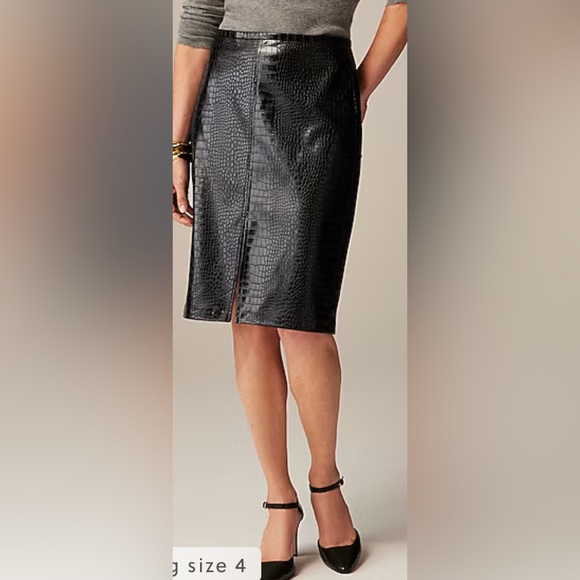 J. Crew Dresses & Skirts - NWOT Jcrew Pencil skirt in croc-embossed faux leather